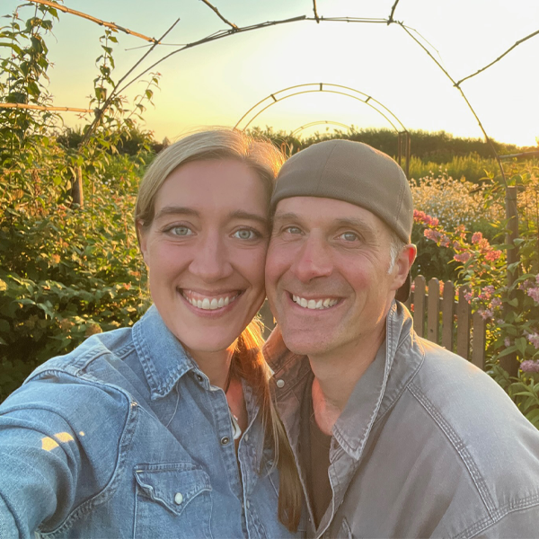 Erin and Chris Benzakein in the Floret cutting garden